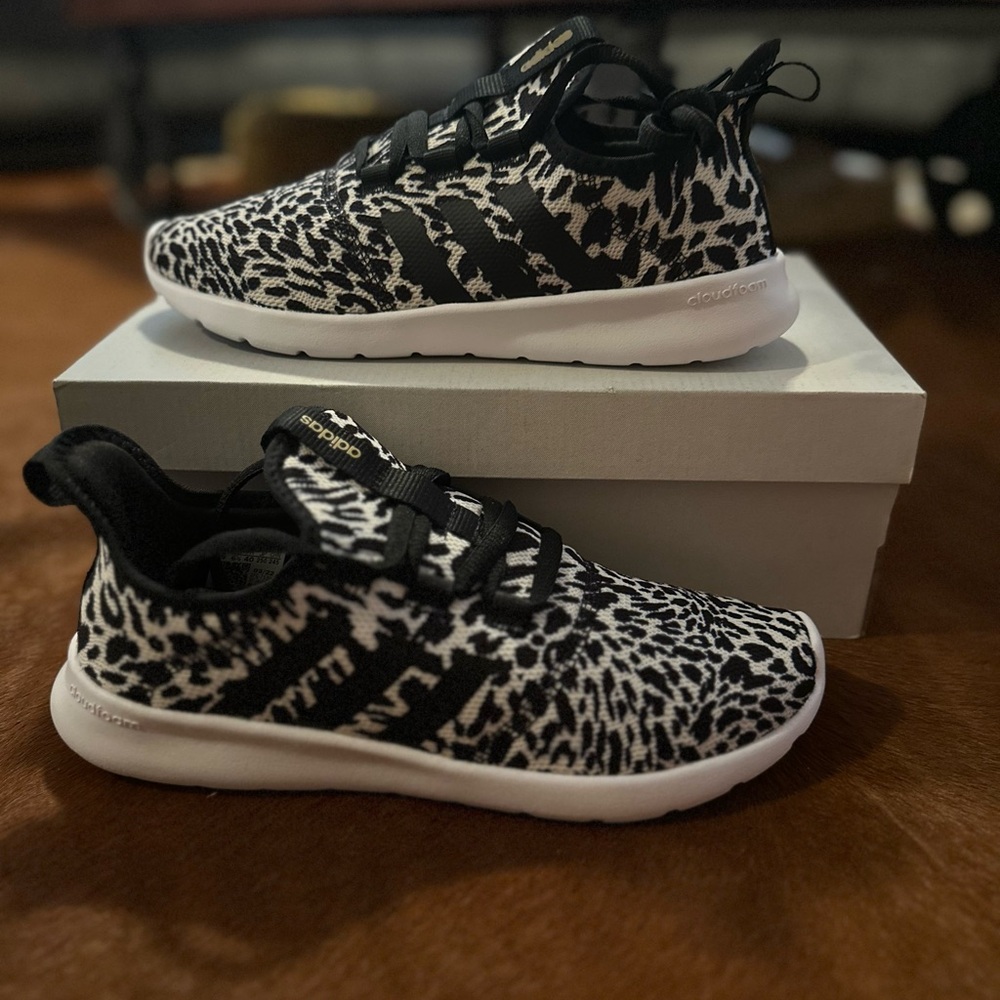 Adidas Black and White Animal Print Sneakers